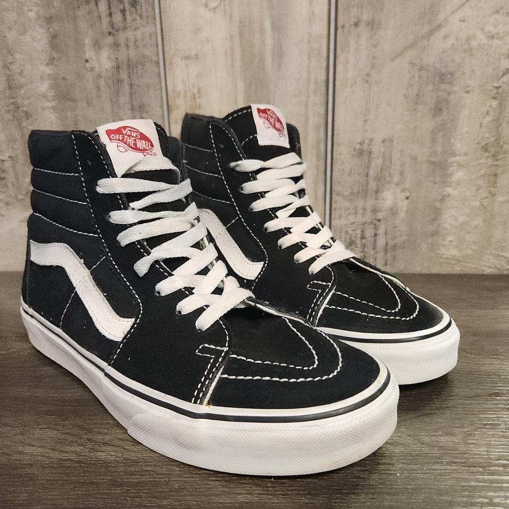 Vans Sk8-Hi High Top Black White Suede Skate Shoes Men's 6/ Women's 7.5 Sneakers